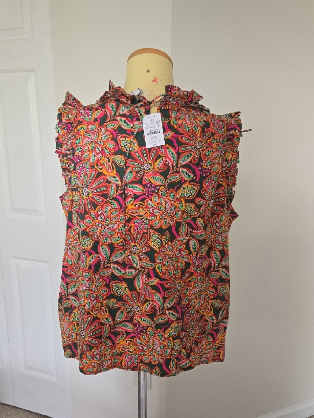 J.Crew Ruffle Sleeve Floral Top | Bright Summer Print | XL | NWT - Picture 3 of 4